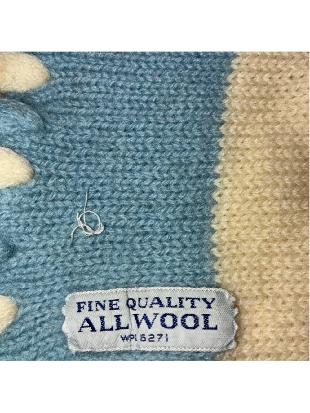 Women's Striped 100% Wool Scarf One Size Light Blue and Cream WPL 6271 - Picture 2 of 2